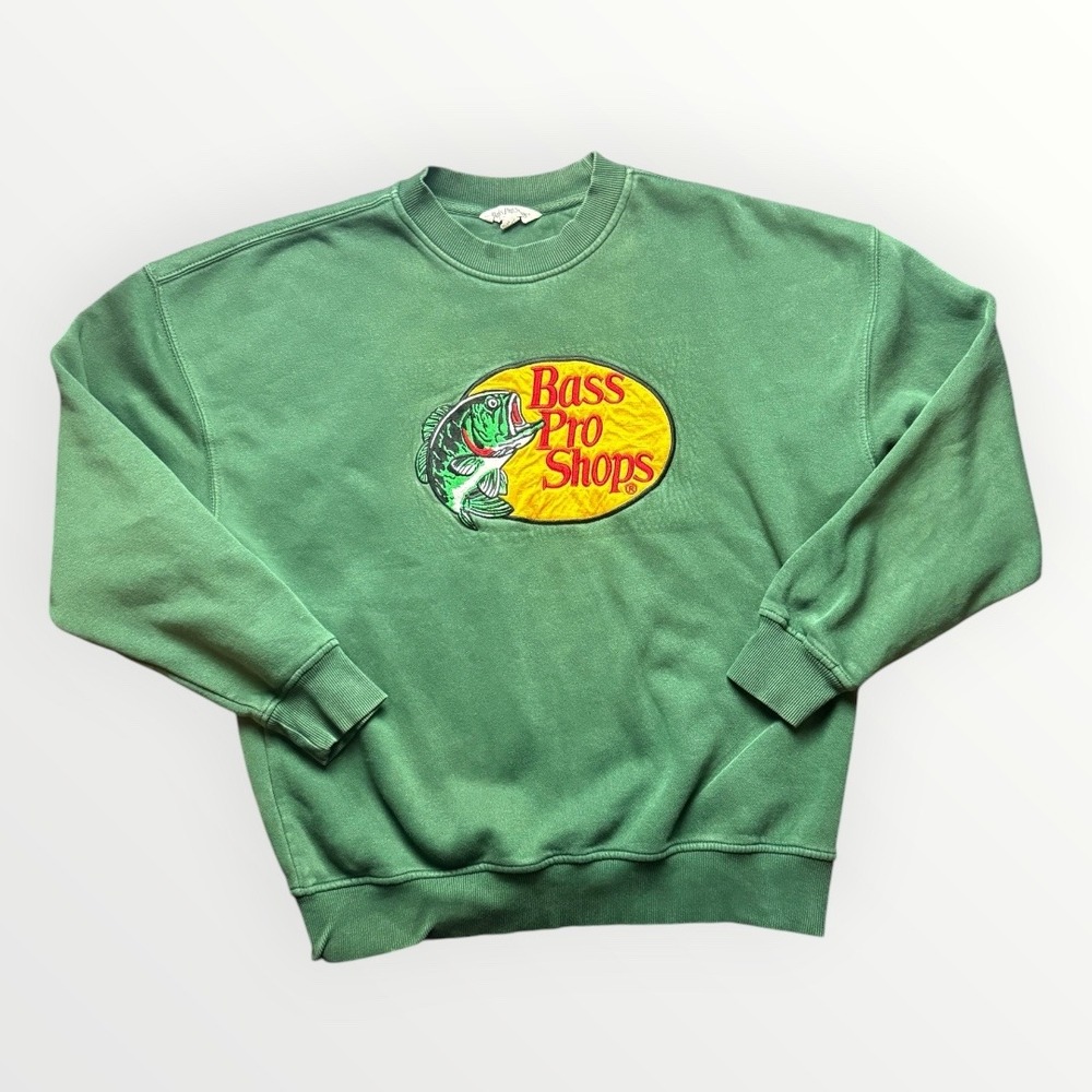 Bass Pro Shops Green Embroidered Logo Crewneck Sweatshirt Medium